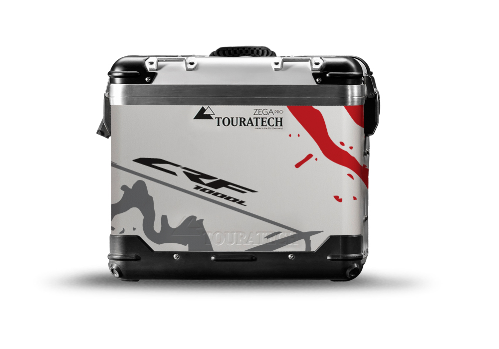 TSTI 3194 Touratech Zega Pro Aluminium Panniers Safari Series Grey Red Stickers Kit CRF1000L