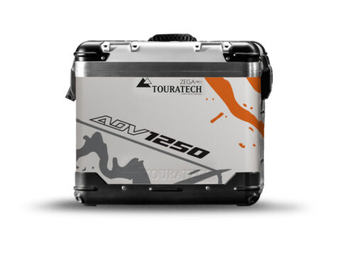 TSTI 3195 Touratech Zega Pro Aluminium Panniers Safari Series Grey Orange Stickers Kit ADV1250