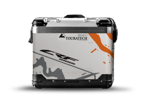TSTI 3195 Touratech Zega Pro Aluminium Panniers Safari Series Grey Orange Stickers Kit CRF1000L