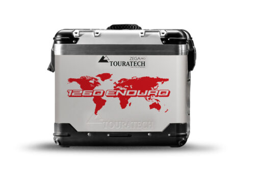 TSTI 3213 Touratech Zega Pro Aluminium Panniers The Globe Series Red Stickers Kit 1260ENDURO