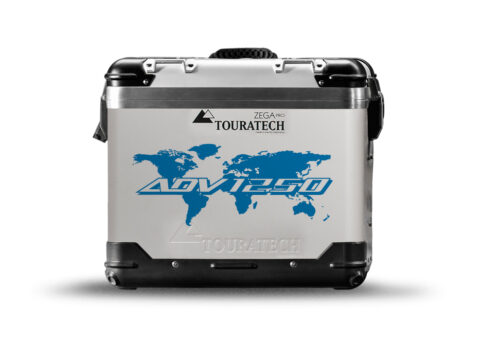 TSTI 3214 Touratech Zega Pro Aluminium Panniers The Globe Series Blue Stickers Kit ADV1250