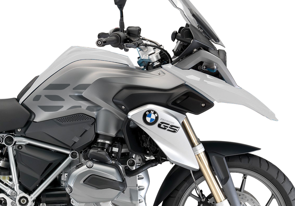 BSTI 3224 BMW R1200GS LC 2013 2016 Alpine White GS Lines Tank Stickers Silver Metallic Dark Matte 02