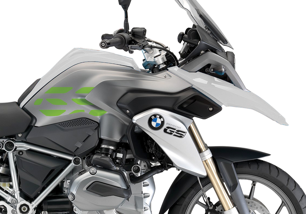 BSTI 3224 BMW R1200GS LC 2013 2016 Alpine White GS Lines Tank Stickers Toxic Green 02