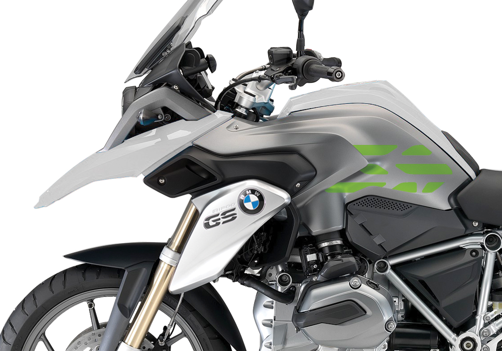 BSTI 3224 BMW R1200GS LC 2013 2016 Alpine White GS Lines Tank Stickers Toxic Green 03