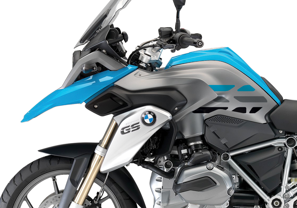BSTI 3229 BMW R1200GS LC 2013 2016 Fire Blue GS Lines Tank Stickers Light Blue Silver 03