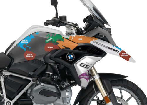 BKIT 3247 BMW R1200GS LC 2017 Alpine White The Globe Series Multicolour Stickers Kit 02
