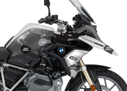 BKIT 3248 BMW R1200GS LC 2017 Alpine White The Globe Series Grey Variations Stickers Kit 02