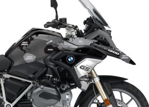 BKIT 3250 BMW R1200GS LC 2017 Black Storm Metallic The Globe Series Grey Variations Stickers Kit 02