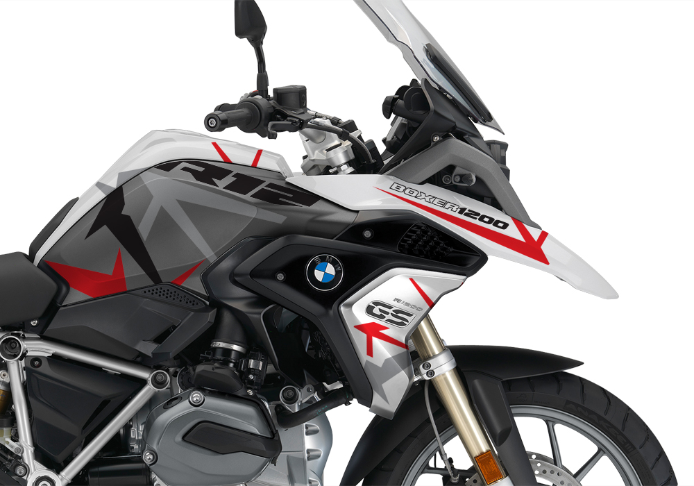 BKIT 3251 BMW R1200GS LC 2017 Alpine White Spike Series Red Grey Stickers Kit 02