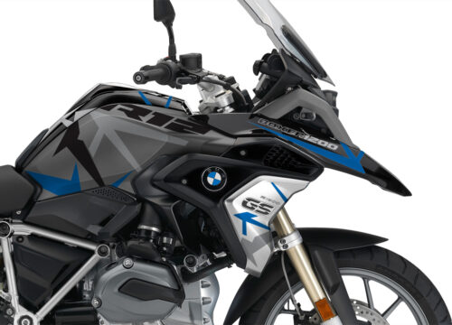 BKIT 3256 BMW R1200GS LC 2017 Black Storm Metallic Spike Series Blue Grey Stickers Kit 02