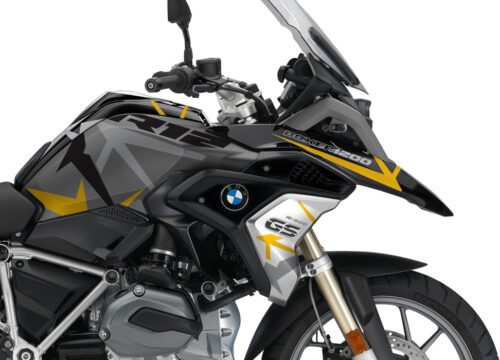 BKIT 3257 BMW R1200GS LC 2017 Black Storm Metallic Spike Series Yellow Grey Stickers Kit 02