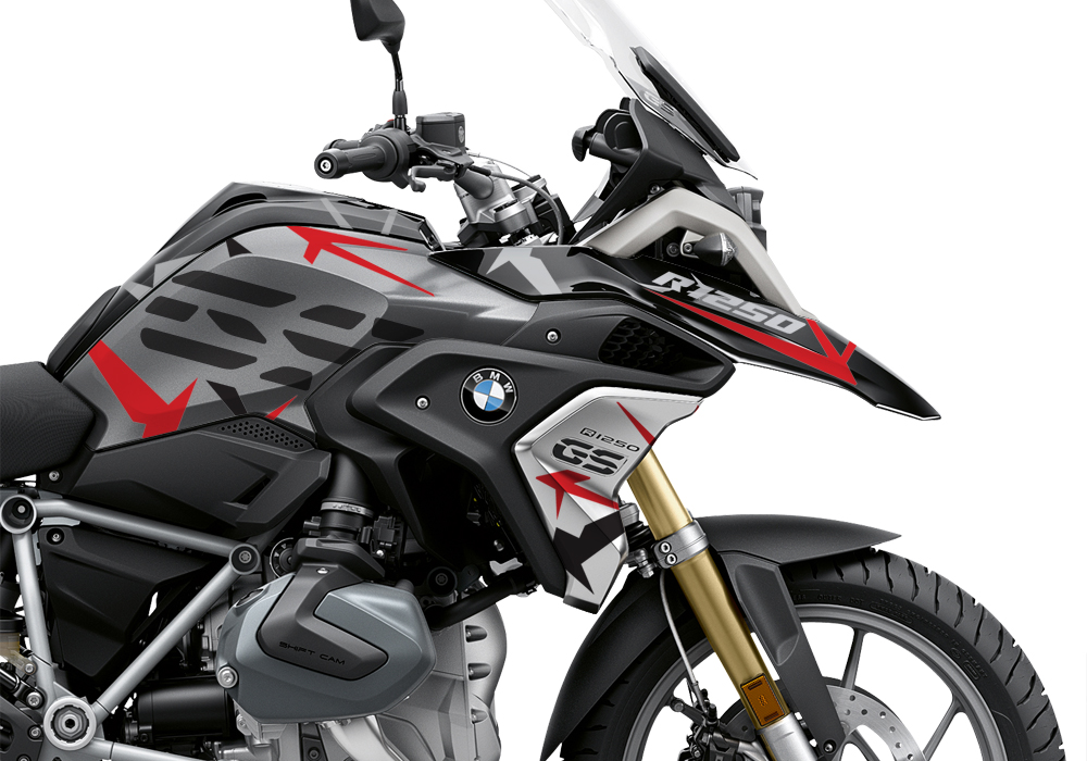 BKIT 3312 BMW R1250GS Black Storm Metallic Spike Red Black Stickers Kit 02