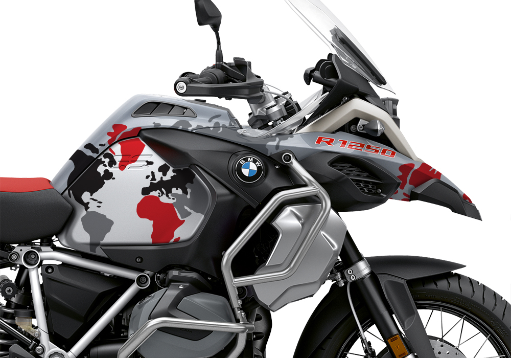 BKIT 3398 BMW R1250GS Adventure Ice Grey The Globe Red Grey Black Stickers Kit 02