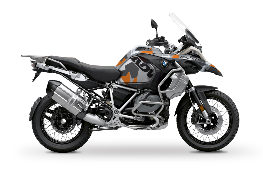 BKIT 3407 BMW R1250GS Adventure Ice Grey M90 Grey Orange Camo Full Wrap 01