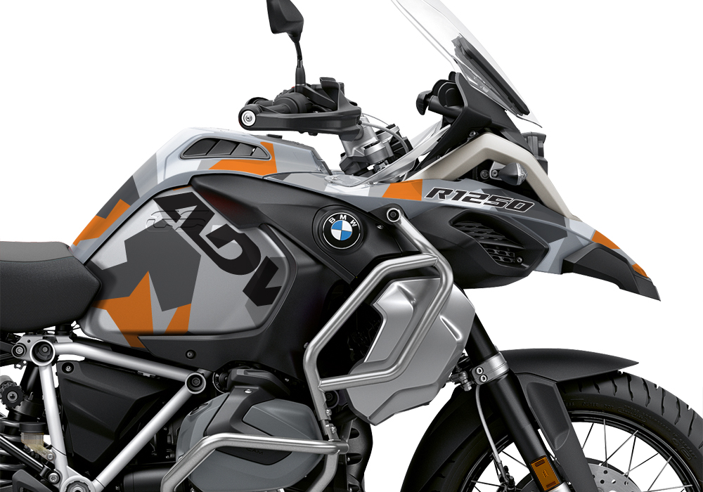 BKIT 3407 BMW R1250GS Adventure Ice Grey M90 Grey Orange Camo Full Wrap 02