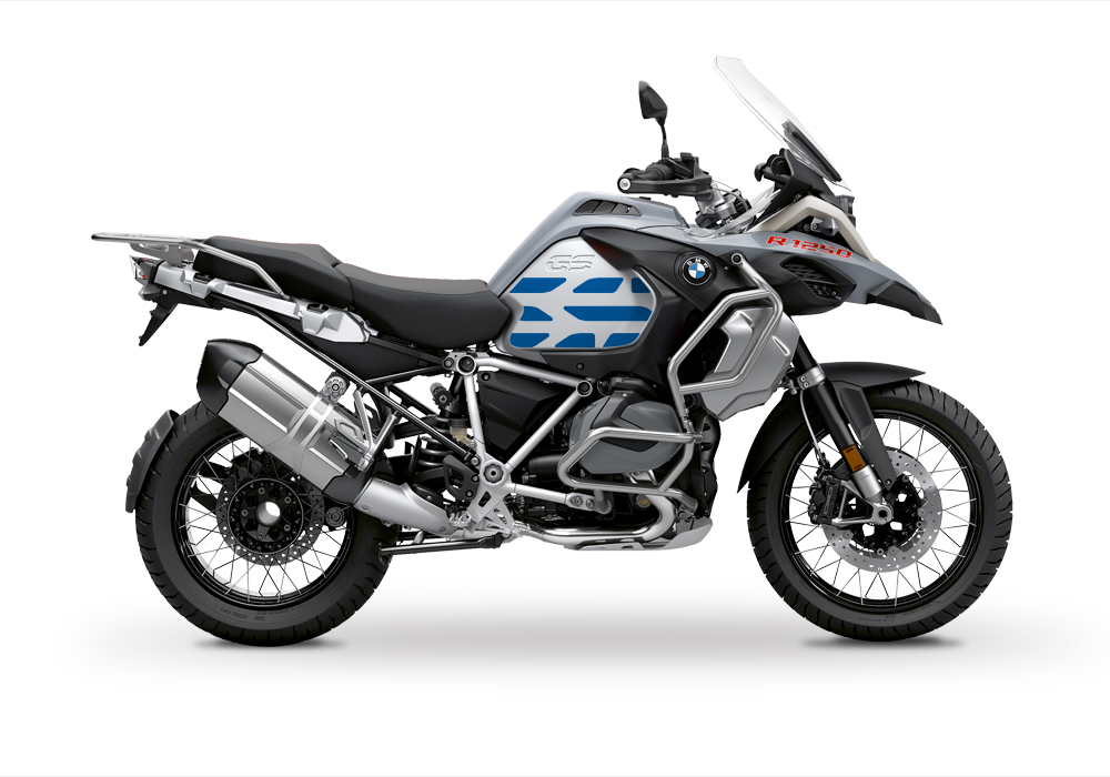 BSTI 3409 BMW R1250GS Adventure Ice Grey GS Lines Tank Stickers Cobalt Blue 01