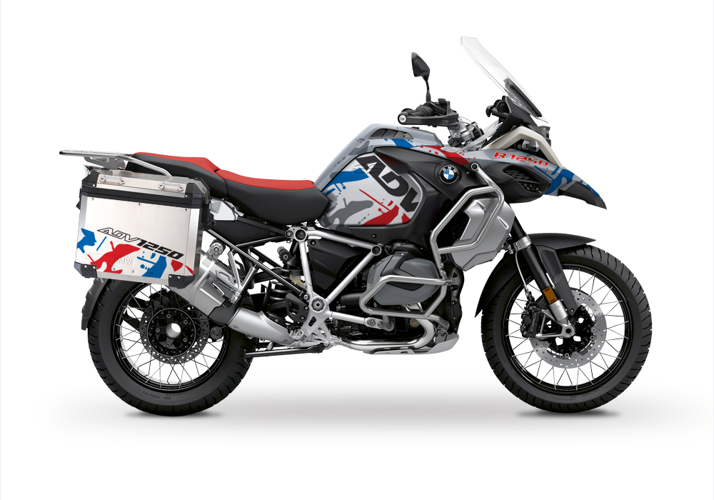 BSTI 3456 BMW R1250GS Adventure Pannier Safari Red Blue Stickers Kit 01