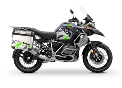 BSTI 3459 BMW R1250GS Adventure Pannier Safari Grey Fluo Green Stickers Kit 01