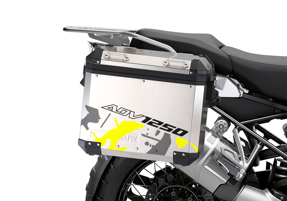 BSTI 3460 BMW R1250GS Adventure Pannier Safari Grey Fluo Yellow Stickers Kit 02