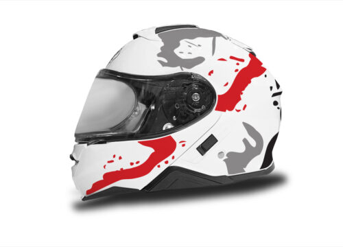 HEL 3644 Shoei Neotec II White Safari Series Red Grey Stickers Kit Left