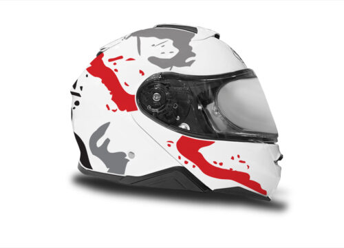 HEL 3644 Shoei Neotec II White Safari Series Red Grey Stickers Kit Right
