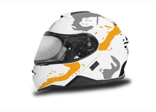 HEL 3645 Shoei Neotec II White Safari Series Yellow Grey Stickers Kit Left