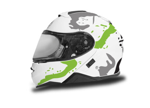 HEL 3646 Shoei Neotec II White Safari Series Toxic Green Grey Stickers Kit Left