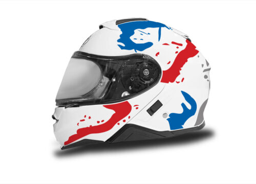 HEL 3647 Shoei Neotec II White Safari Series Red Blue Stickers Kit Left