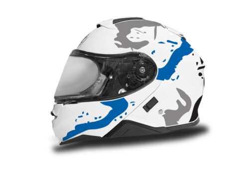 HEL 3648 Shoei Neotec II White Safari Series Blue Grey Stickers Kit Left