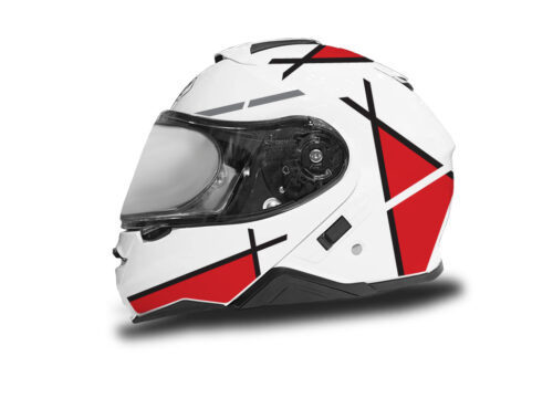 HEL 3654 Shoei Neotec II White Vector Series Red Stickers Kit Left