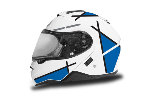 HEL 3655 Shoei Neotec II White Vector Series Blue Stickers Kit Left