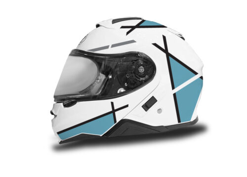 HEL 3658 Shoei Neotec II White Vector Series Light Blue Stickers Kit Left