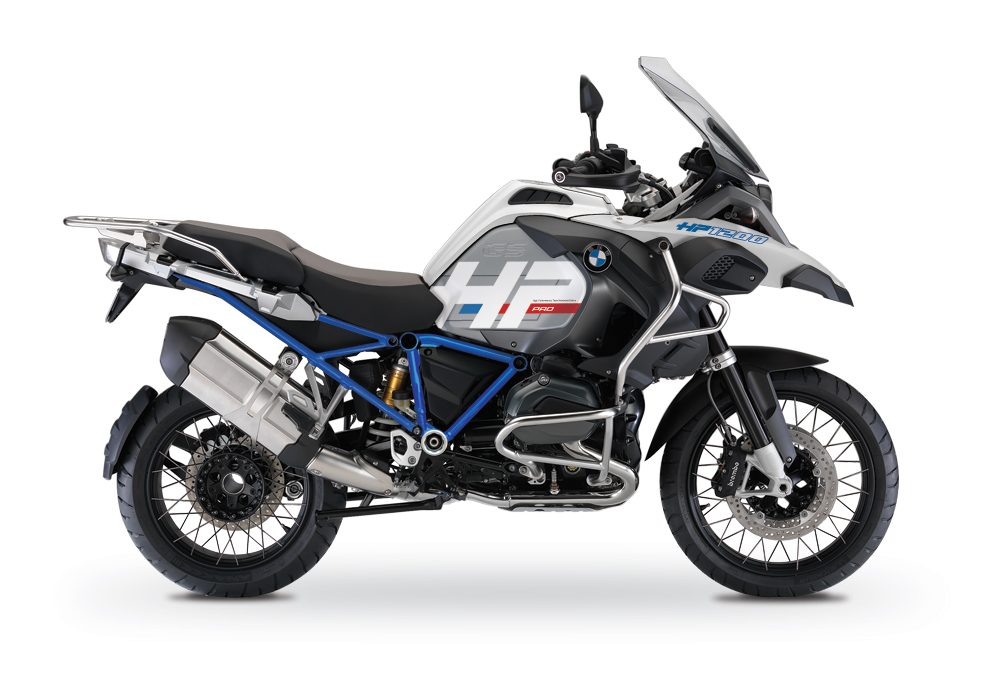 BKIT 3666 BMW R1200GS LC Adventure Alpine White HP Edition Side Tank Fender Stickers with Full Frame Blue 01