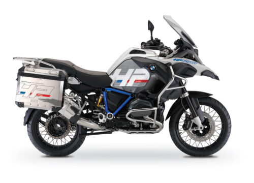 BKIT 3668 BMW R1200GS LC Adventure Alpine White HP Edition Side Tank Fender Stickers with Pyramid Frame Panniers Blue 01
