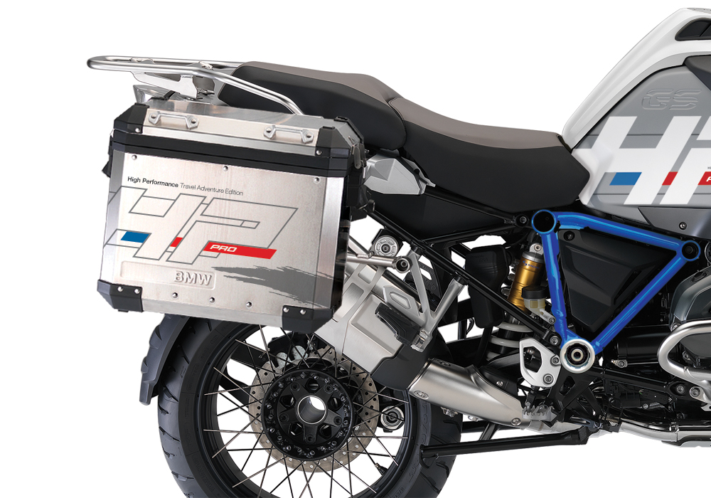 BKIT 3668 BMW R1200GS LC Adventure Alpine White HP Edition Side Tank Fender Stickers with Pyramid Frame Panniers Blue 03