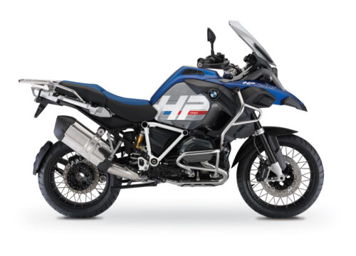 BKIT 3671 BMW R1200GS LC Adventure Racing Blue HP Edition Side Tank Fender Stickers with Pyramid Frame White 01