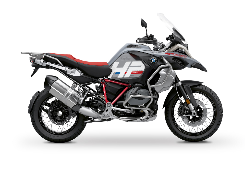 BKIT 3689 BMW R1250GS Adventure Ice Grey HP Edition Side Tank Fender Stickers with Pyramid Frame Red 01