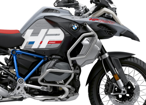 BKIT 3692 BMW R1250GS Adventure Ice Grey HP Edition Side Tank Fender Stickers with Pyramid Frame Panniers Blue 02