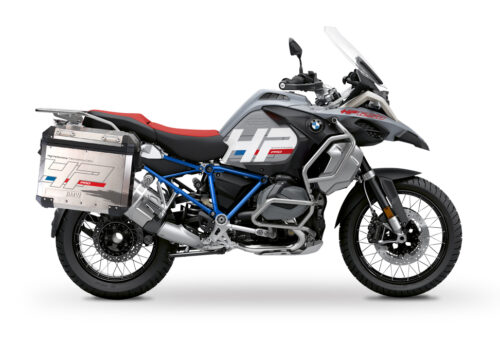 BKIT 3693 BMW R1250GS Adventure Ice Grey HP Edition Side Tank Fender Stickers with Full Frame Panniers Blue 01