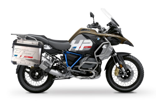BKIT 3698 BMW R1250GS Adventure Style Exclusive HP Edition Side Tank Fender Stickers with Pyramid Frame Panniers Blue 01