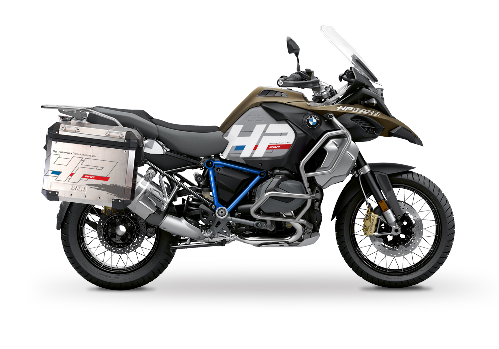 BKIT 3698 BMW R1250GS Adventure Style Exclusive HP Edition Side Tank Fender Stickers with Pyramid Frame Panniers Blue 01