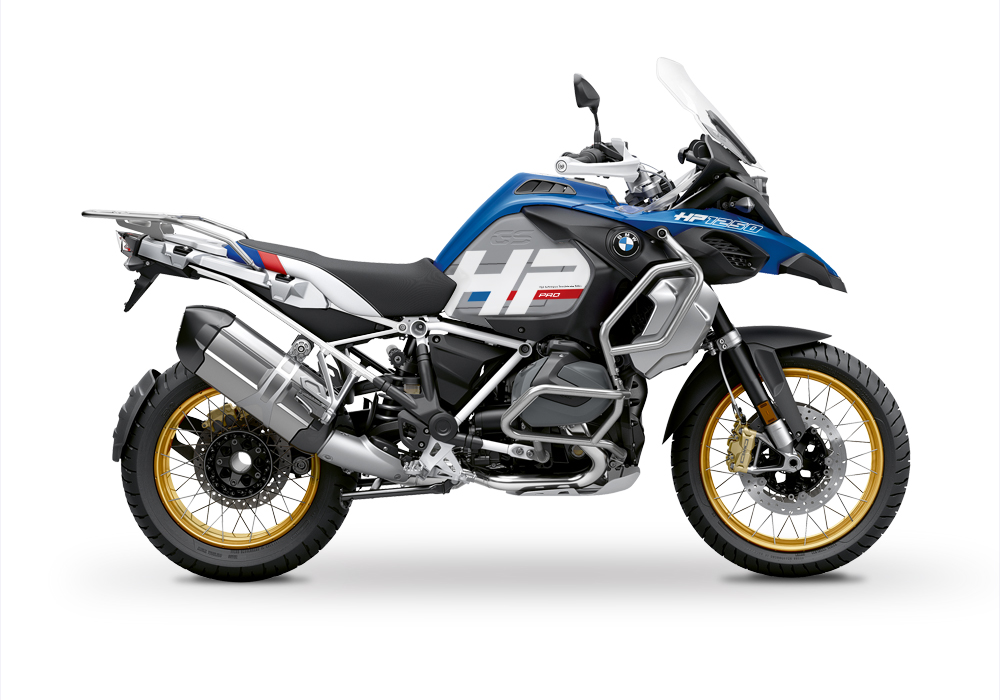 BKIT 3701 BMW R1250GS Adventure Style HP Silver Tank HP Edition Side Tank Fender Stickers with Subrame White 01