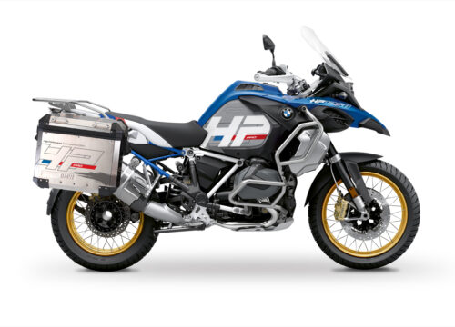 BKIT 3703 BMW R1250GS Adventure Style HP Silver Tank HP Edition Side Tank Fender Stickers with Subrame Panniers Blue 01