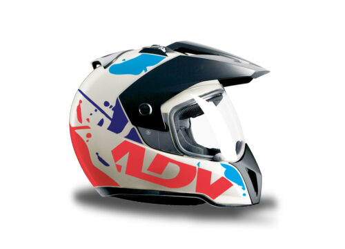 HEL 3704 BMW Enduro 2010 Helmet White Safari Fluo Red Blue Stickers Kit Right