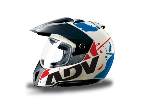 HEL 3705 BMW Enduro 2010 Helmet White Safari Red Blue Stickers Kit Left