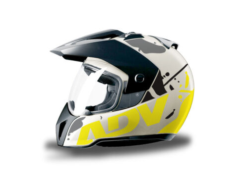 HEL 3718 BMW Enduro 2010 Helmet White Safari Fluo Yellow Grey Stickers Kit Left