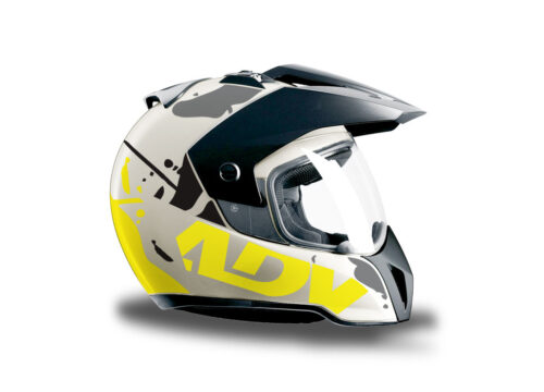 HEL 3718 BMW Enduro 2010 Helmet White Safari Fluo Yellow Grey Stickers Kit Right