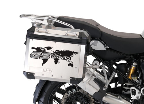 BSTI 1089 BMW GS Alluminium Panniers The World GS R1200 Stickers Silver 02