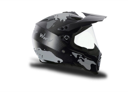 HEL 3738 AGV AX 8 DUAL Helmet Carbon The Globe Silver Variations Stickers Kit Right