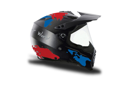 HEL 3739 AGV AX 8 DUAL Helmet Carbon The Globe Blue Red Stickers Kit Right